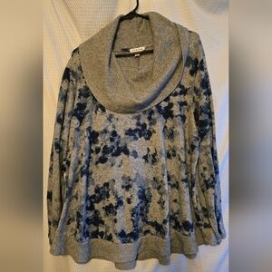 Catherines Gray and Navy Cowl Neck Sweater